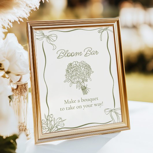 Poster Bouquet Bloom Bar Bridal Shower Sign