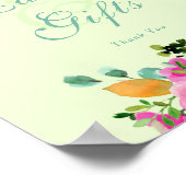 Poster Bouquet coloré vert d'aquarelle gras (Coin)