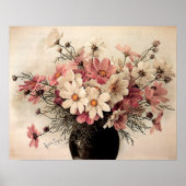 Poster Bouquet Cosmos vintage (Devant)