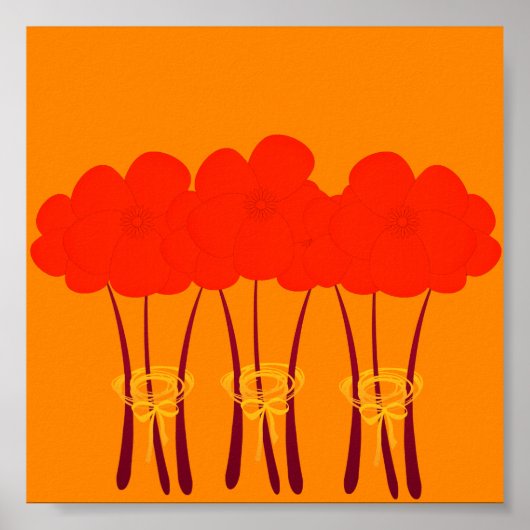 Poster Bouquet d'anémones rouges orange Abstrait (Devant)