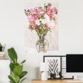 Poster bouquet dans le vase clair dessin de l'affiche (Bureau à domicile)