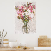 Poster bouquet dans le vase clair dessin de l'affiche (Cuisine)