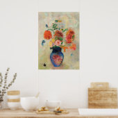Poster Bouquet dans un vase bleu par Odilon Redon (Cuisine)