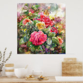 Poster Bouquet D'Aquarelle Rose (Cuisine)