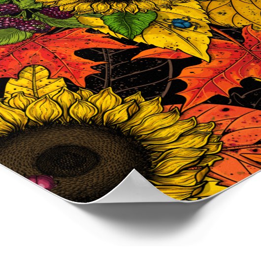 Poster Bouquet d'automne noir (Coin)