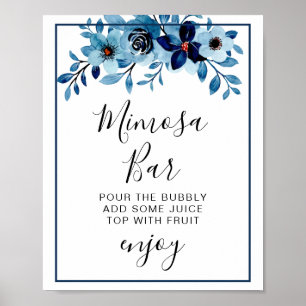 Poster Bouquet de fleurs à l'aquarelle bleu poussiéreux é