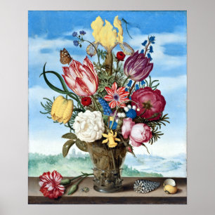 Poster Bouquet de fleurs Ambrosius Bosschaert sur une hai