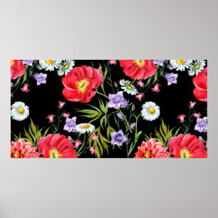 Poster Bouquet de fleurs, aquarelle, motif transparent
