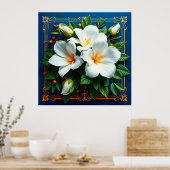 Poster Bouquet de fleurs blanches (Cuisine)