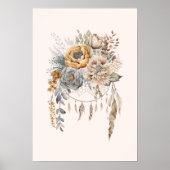 Poster Bouquet de fleurs Boho et Dreamcatcher (Devant)