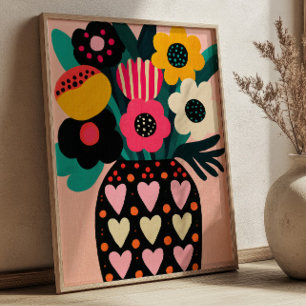 Poster Bouquet de fleurs colorées Art floral maximaliste 