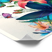 Poster Bouquet de fleurs colorées et papillons (Coin)