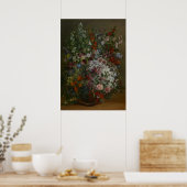 Poster Bouquet de fleurs dans un vase de Gustave Courbet (Cuisine)