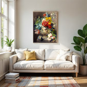 Poster Bouquet de fleurs dans un vase par Johannes van Os