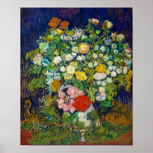 Poster Bouquet de fleurs dans un Vase, Van Gogh (Devant)