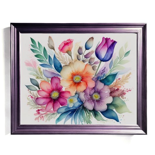 Poster Bouquet de fleurs d'aquarelle 5:4