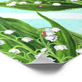 Poster Bouquet de fleurs de muguet sur fond bleu (Coin)