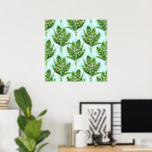 Poster Bouquet de fleurs de muguet sur fond bleu (Bureau à domicile)