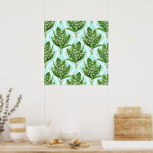 Poster Bouquet de fleurs de muguet sur fond bleu (Cuisine)