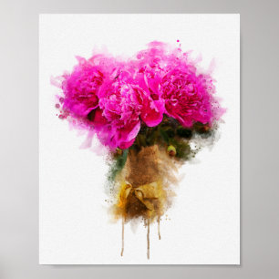 Poster Bouquet de fleurs de Peony