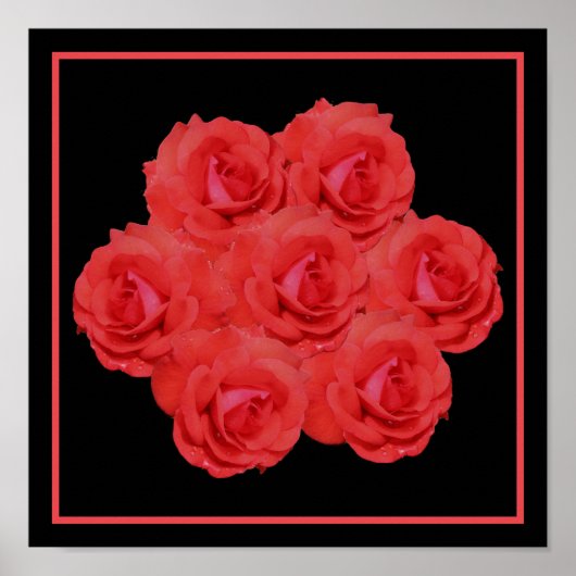 Poster Bouquet de fleurs de rose rouge (Devant)