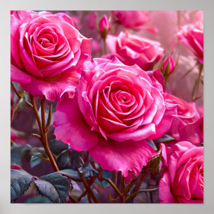 Poster 🌹 Bouquet de Fleurs Élégant Roses Roses Vibrantes