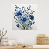 Poster Bouquet de fleurs Elégante aquarelle (Cuisine)