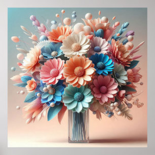 Poster Bouquet de fleurs en papier
