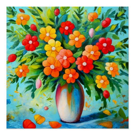 Poster Bouquet de fleurs en vase (Devant)