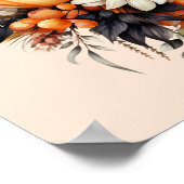 Poster Bouquet de fleurs gris-jaune orange (Coin)
