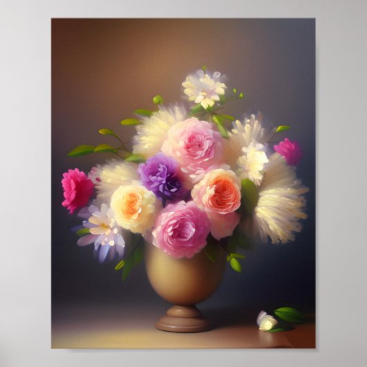 Poster Bouquet de fleurs pastel doux (Devant)
