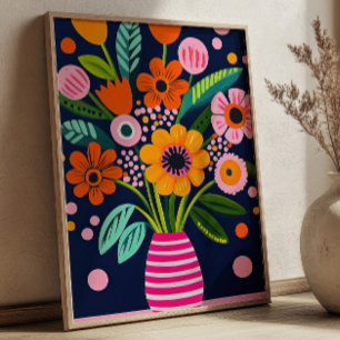 Poster Bouquet de fleurs printanières colorées Vase Art f