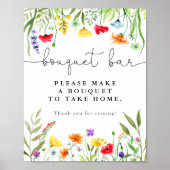 Poster Bouquet de fleurs sauvages colorées bar pancarte d (Devant)