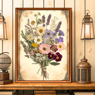 Poster Bouquet de fleurs vintages imprimé