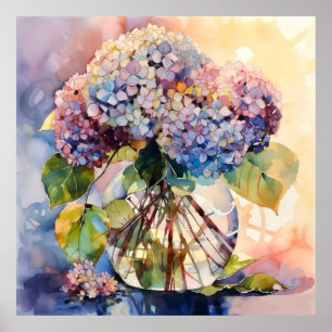 Poster Bouquet de Hortensia Botanique Art