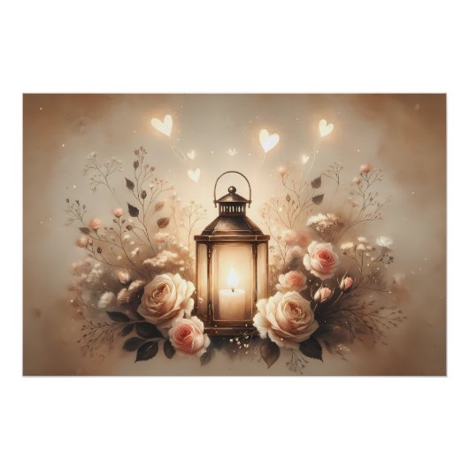Poster Bouquet de lanterne rose Glow (Devant)