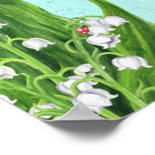 Poster Bouquet de lis de la vallée fleurs sur le bleu (Coin)