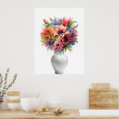 Poster Bouquet de lys vibrant en techniques mixtes dans u (Cuisine)