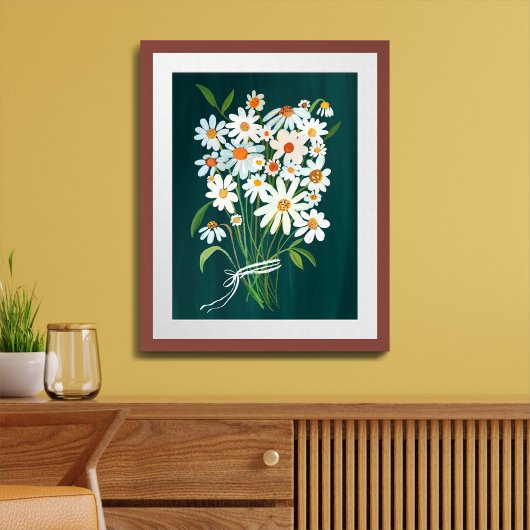 Poster Bouquet de marguerite blanche sur la peinture de G