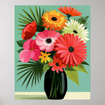 Bouquet de marguerites du milieu du siècle, art mu