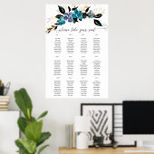 Poster Bouquet de Mariage Floral turquoise bleu (Bureau à domicile)