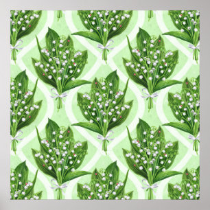 Poster Bouquet de muguet sur fond vert