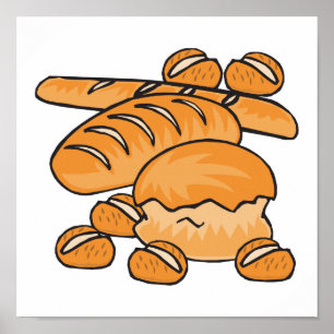 Poster bouquet de pain et petits pains