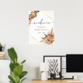 Poster Bouquet de pampas séchées Boho Bienvenue  (Bureau à domicile)