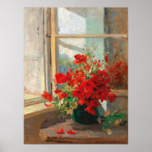 Poster Bouquet de pavots devant la fenêtre (Devant)