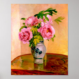 Poster Bouquet de pivoines roses par Camille Pissarro