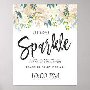 Poster Bouquet de Rose Blanche Que l'Amour étincelle