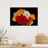 Poster Bouquet de Roses en noir (Cuisine)