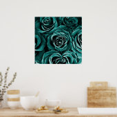 Poster Bouquet de roses en Turquoise (Cuisine)