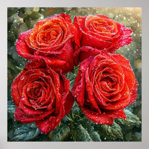 Poster 🌹 Bouquet de roses rouges audacieux pour des espa